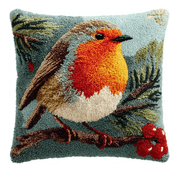 Latch Hook Kit Pillow Case Eagle 43Cmx43Cm Needlework Unfinished Crocheting Rug Yarn Cushion Embroidery Carpet Set