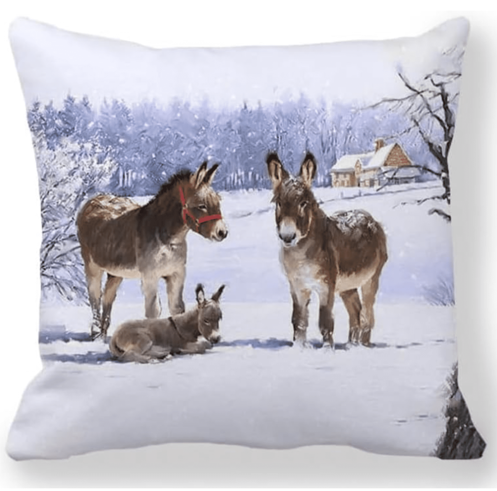 Latch Hook Kit Rug DIY Handcrafts For Adults, Donkey On The Snow Pre-Printed Canvas Handmade Carpet Cushion Crochet Yarn Needlework Tapestry 3D Crafts For Home Decor,43x43cm