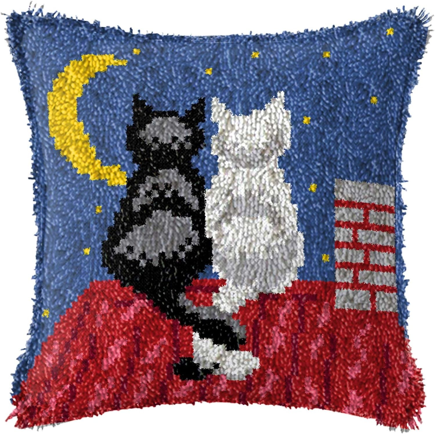 Latch Hook Kit for Adults and Kids, Chickens Pattern Canvas and Precut Wools, Pillow Cover Handcraft Pillowcase Embroidery Set 43×43cm/17*17in