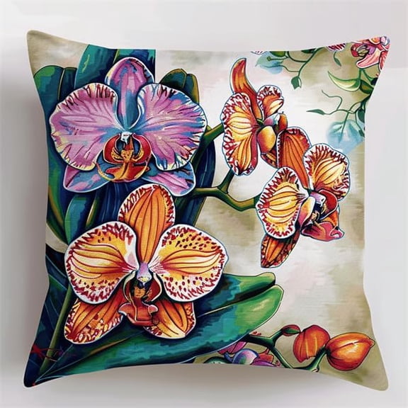 Latch Hook Kits for Adults Beginners Cushion Orchid 43X43cm DIY Handmade Pillowcase for Beginners Pre-Printed Pattern Needlework Crochet Craft Kits for Sofa