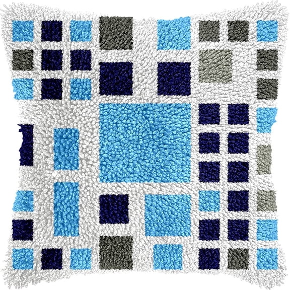 Latch Hook Kits For Adults Beginners, Geometric Patterns 17X17 In Pre-Printed Latch Hook Pillow Kit, Craft Rug Making Kits, Diy Embroidery Cushion For Home Sofa Decor & Gift Idea