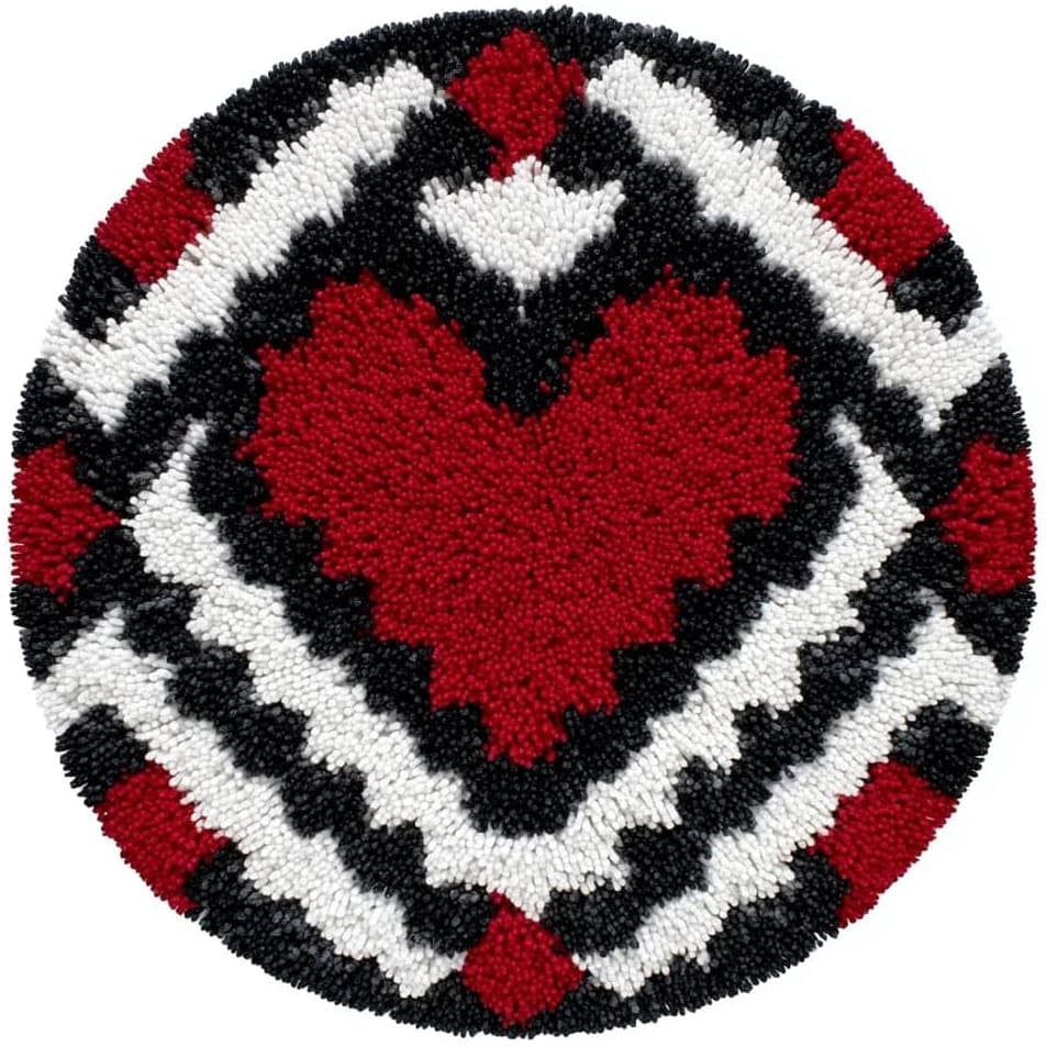 Latch Hook Kits For Adults Beginners Heart-Shaped Rug 50X50 cm Diy Crochet Pillow Kit Pre-Printed Pillowcase Hook And Latch Rug Kits Needlework Cushion Cover For Home Sofa
