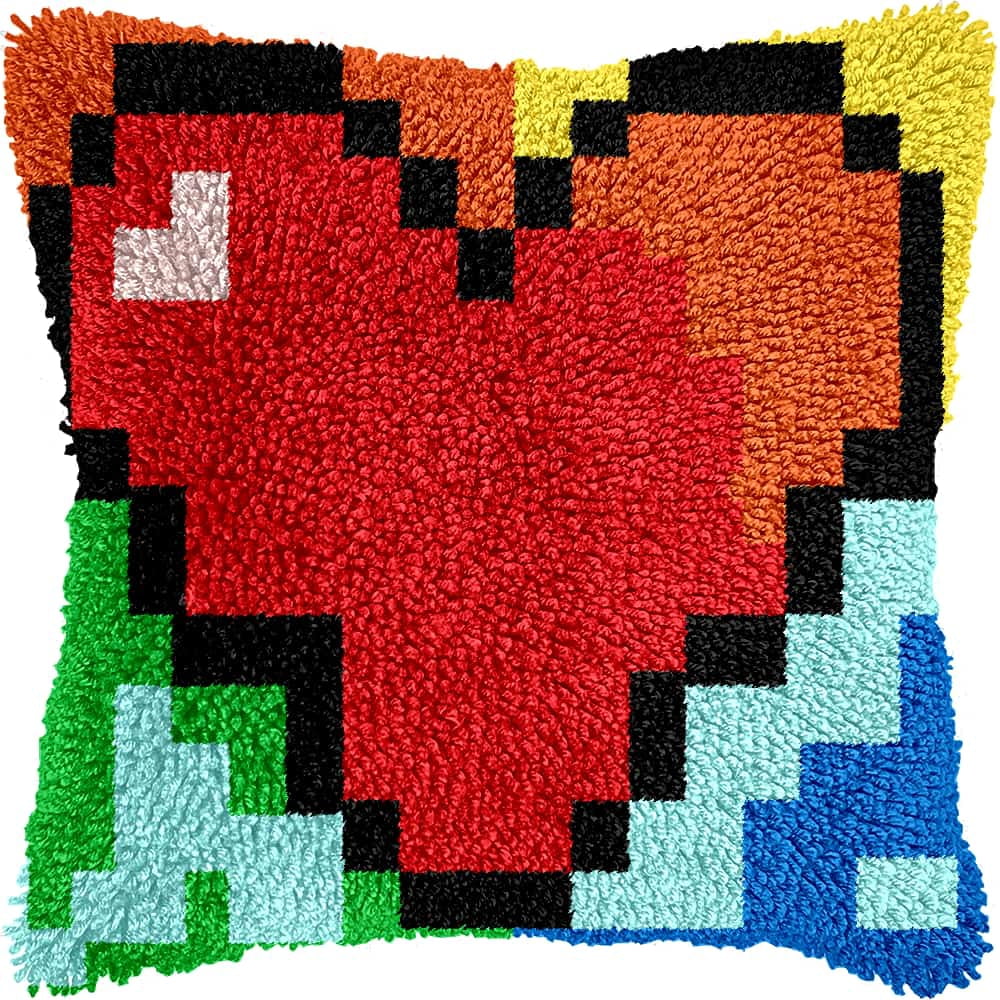 Latch Hook Kits For Adults Beginners Love 17X17 In Diy Crochet Pillow Kit Pre-Printed Pillowcase Hook And Latch Rug Kits Needlework Cushion Cover For Home Sofa