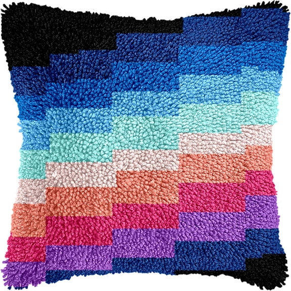 Latch Hook Kits For Adults Beginners, Pattern 17X17 In Pre-Printed Latch Hook Pillow Kit, Craft Rug Making Kits, Diy Embroidery Cushion For Home Sofa Decor & Gift Idea