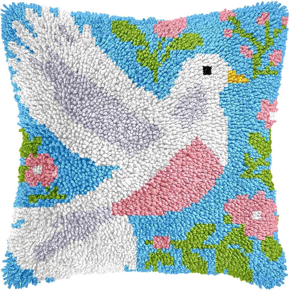 Latch Hook Kits For Adults Beginnerspigeon 17X17 In Diy Crochet Pillow Kit Pre-Printed Pillowcase Hook And Latch Rug Kits Needlework Cushion Cover For Home Sofa