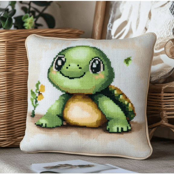 Latch Hook Kits For Adults, Cartoon Turtle Latch Hook Rug Kits,Rug Making Kit For Adults Carpet Embroidery Set Beginners Cross Stitch DIY Crochet Needlework Crafts Kits 43x43cm