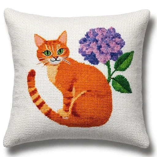 Latch Hook Kits For Adults -Cat Latch Hook Pillow Kits For Kids, Crochet Yarn Kit For Beginners, Diy Needlework Crafts Cover Case With Printed Canvas 17X17Inch