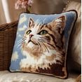thumbnail image 1 of Latch Hook Kits for Adults,Cat Looking Sky Beginners DIY Crochet Pillow Kit Pre-Printed Pillowcase Hook and Latch Rug Kits Needlework Cushion Cover for Home Sofa Decoration 17X17 Inch, 1 of 6