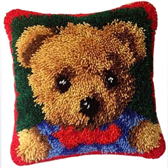 Latch Hook Kits For Adults Cross Stitch Sofa Cushion Cover,3D Pillow Materials Package Latch Hook Embroidery Kits with Latch Hook Tool fit for Kids and Adults,43x43 cm (Ladybug A)
