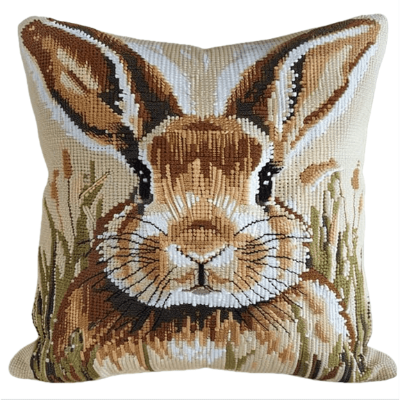 Latch Hook Kits For Adults Cushion Covers Rabbit Latch Hook Kit Sofa Cushion Cover 43cmX43cm DIY Latch Hook Kits Yarn Kits Pillow Rug Pattern Arts And Crafts Crochet Needlework