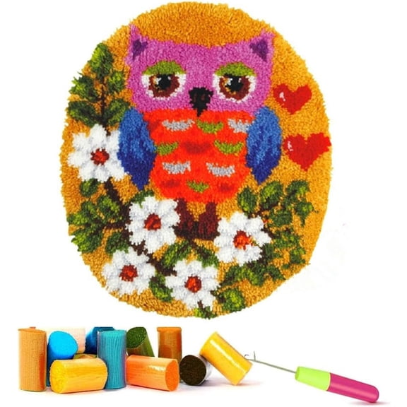 Latch Hook Kits for Adults - DIY Latch Hook Rug Kits for Kids, Crochet Kit for Beginners, Rug Making Kits with Canvas, Gift Packaging. (Cow,20x15 inch)