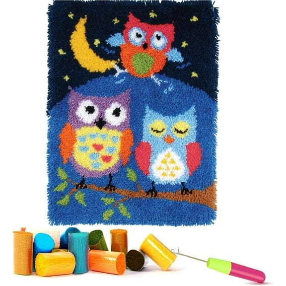 Latch Hook Kits for Adults - DIY Latch Hook Rug Kits for Kids, Crochet Kit for Beginners, Rug Making Kits with Canvas, Gift Packaging. (Cow,20x15 inch)