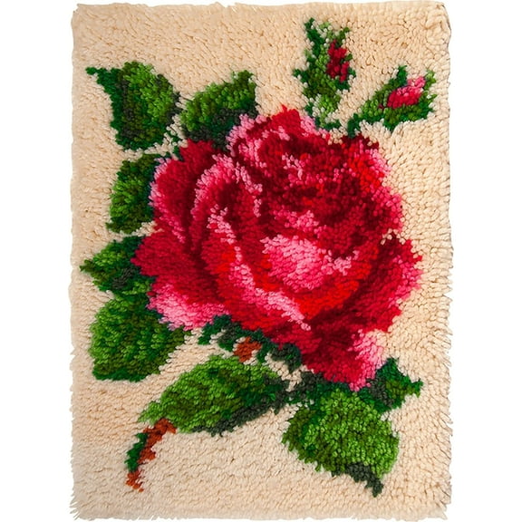 Latch Hook Kits for Adults Gift DIY Rug Making Kits with Flower Canvas Doormat Tapestry Kits Needlework Arts Crafts Sewing for Kids Beginners Home Decoration 20.5Inch X 13.8Inch (B)