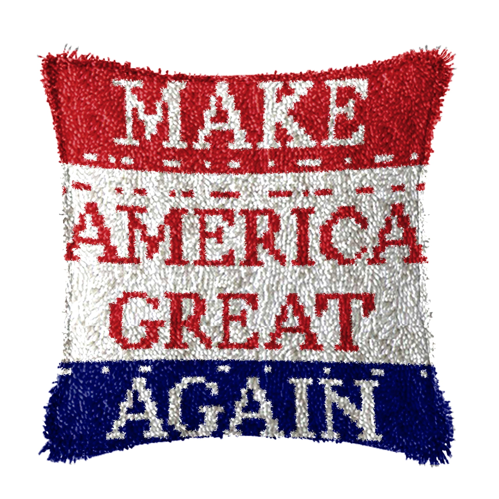Latch Hook Kits for Adults Kids,AMERICA Pattern Color Printed Canvas DIY Throw Pillow Cover,Beginners Handmade Needlework Crafts Home Decoration 17x17inch