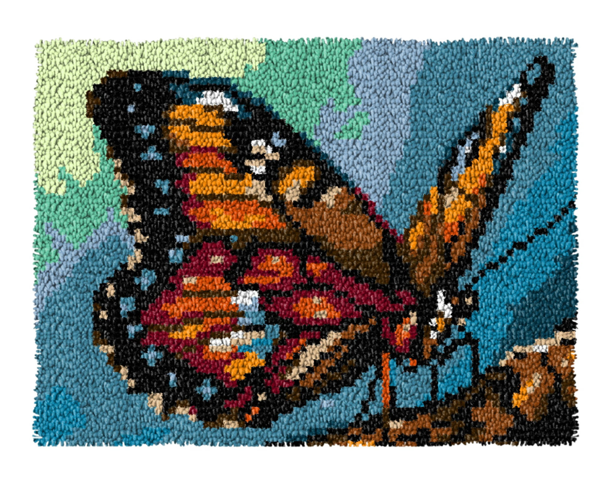 Latch Hook Kits for Adults Kids,Butterfly Pattern Color Printed Canvas DIY Rug Kits Carpet Embroidery Sofa Cushion,Beginners Handmade Needlework Crafts Home Decoration 20.5x15inch