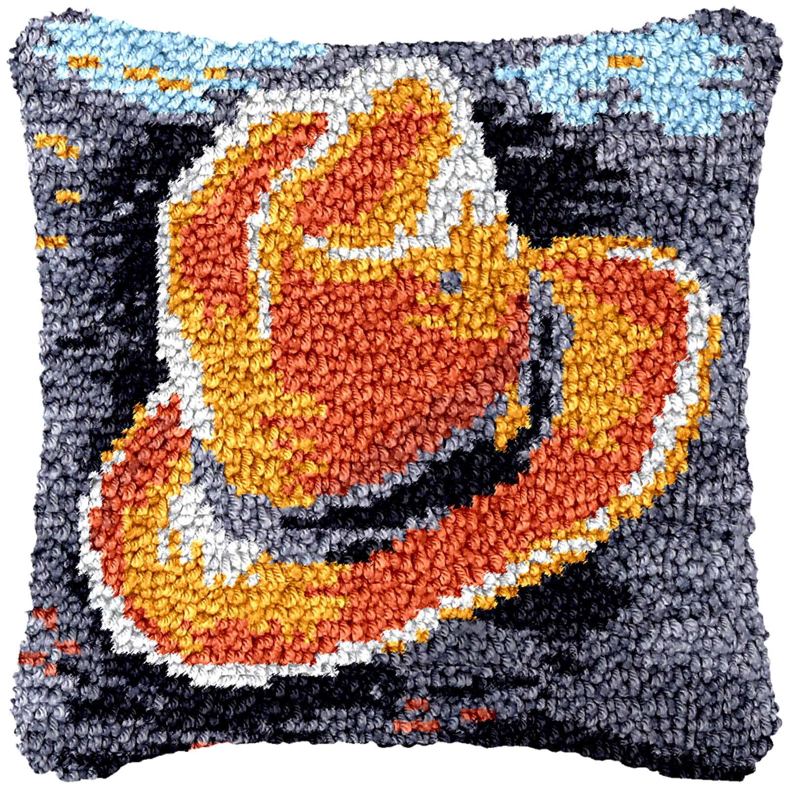 Latch Hook Kits for Adults Kids,Cowboy Hat Pattern Color Printed Canvas DIY Throw Pillow Cover,Beginners Handmade Needlework Crafts Home Decoration 17x17inch