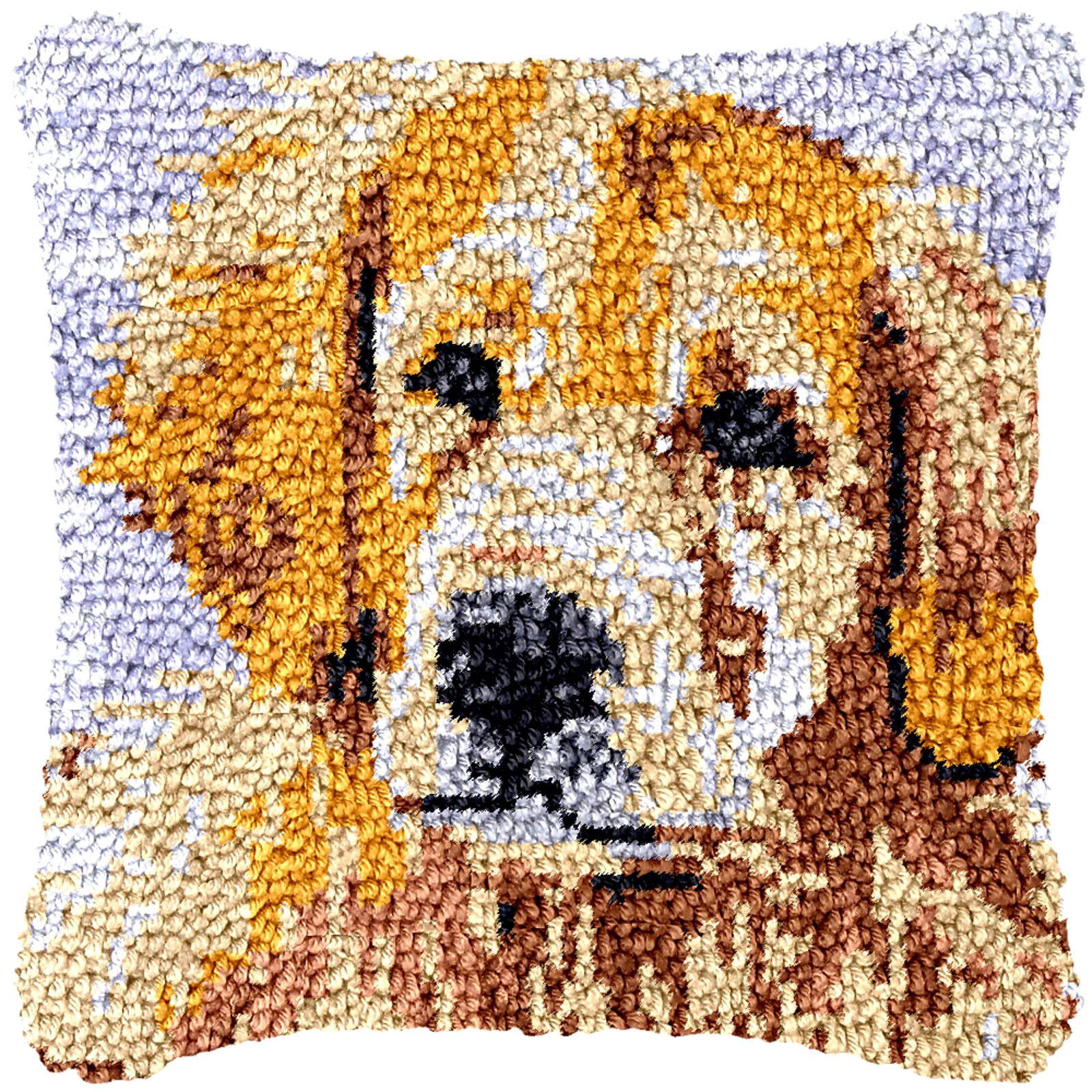 Latch Hook Kits for Adults Kids,Dog Pattern Color Printed Canvas DIY Throw Pillow Cover,Beginners Handmade Needlework Crafts Home Decoration 17x17inch