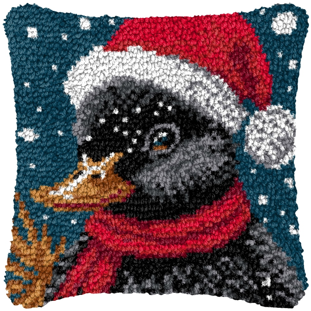 Latch Hook Kits for Adults Kids,Duck Pattern Color Printed Canvas DIY Throw Pillow Cover,Beginners Handmade Needlework Crafts Home Decoration 17x17inch