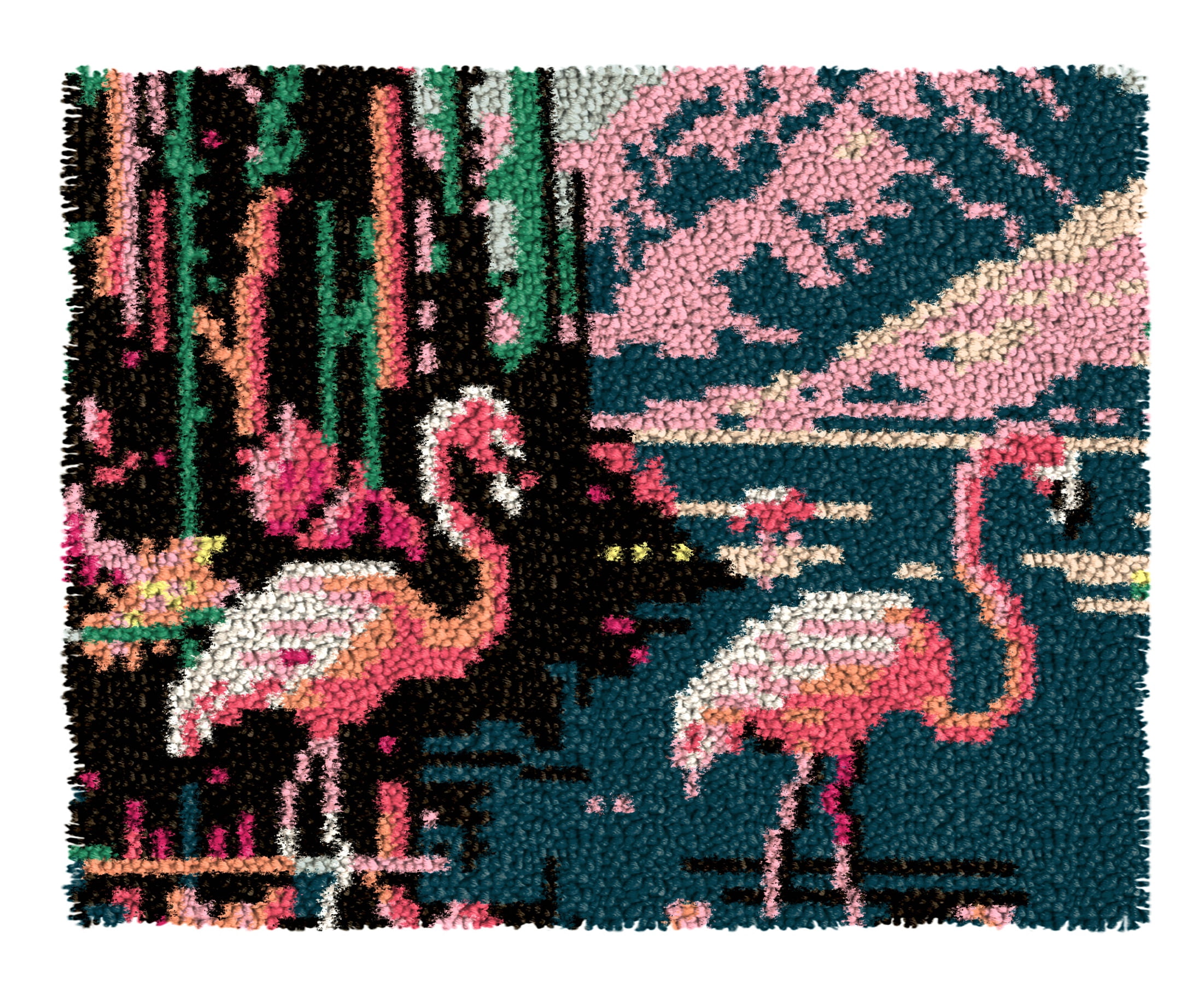 Latch Hook Kits for Adults Kids,Flamingo Pattern Color Printed Canvas DIY Rug Kits Carpet Embroidery Sofa Cushion,Beginners Handmade Needlework Crafts Home Decoration 20.5x15inch