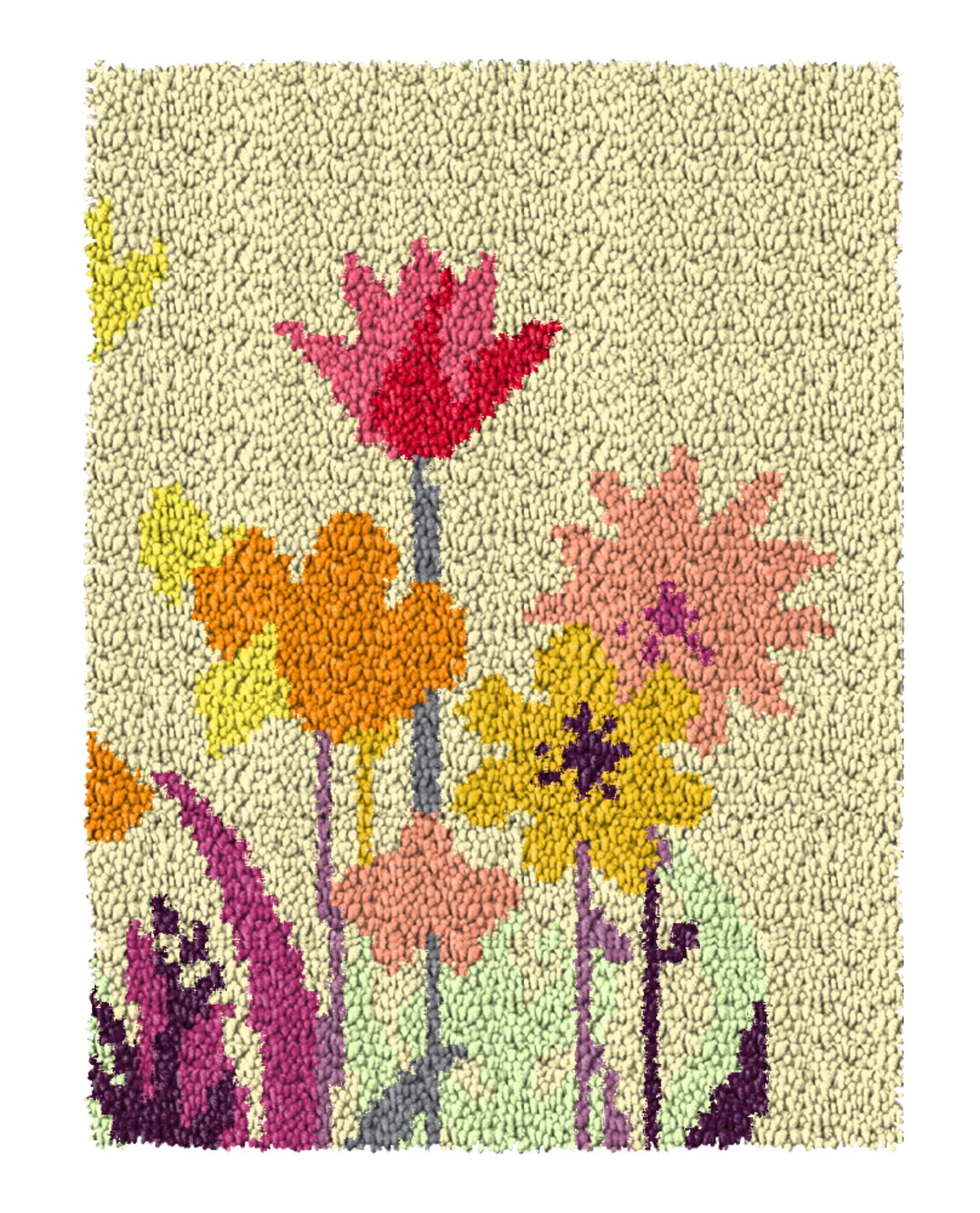 Latch Hook Kits for Adults Kids,Flower Pattern Color Printed Canvas DIY Rug Kits Carpet Embroidery Sofa Cushion,Beginners Handmade Needlework Crafts Home Decoration 20.5x15inch