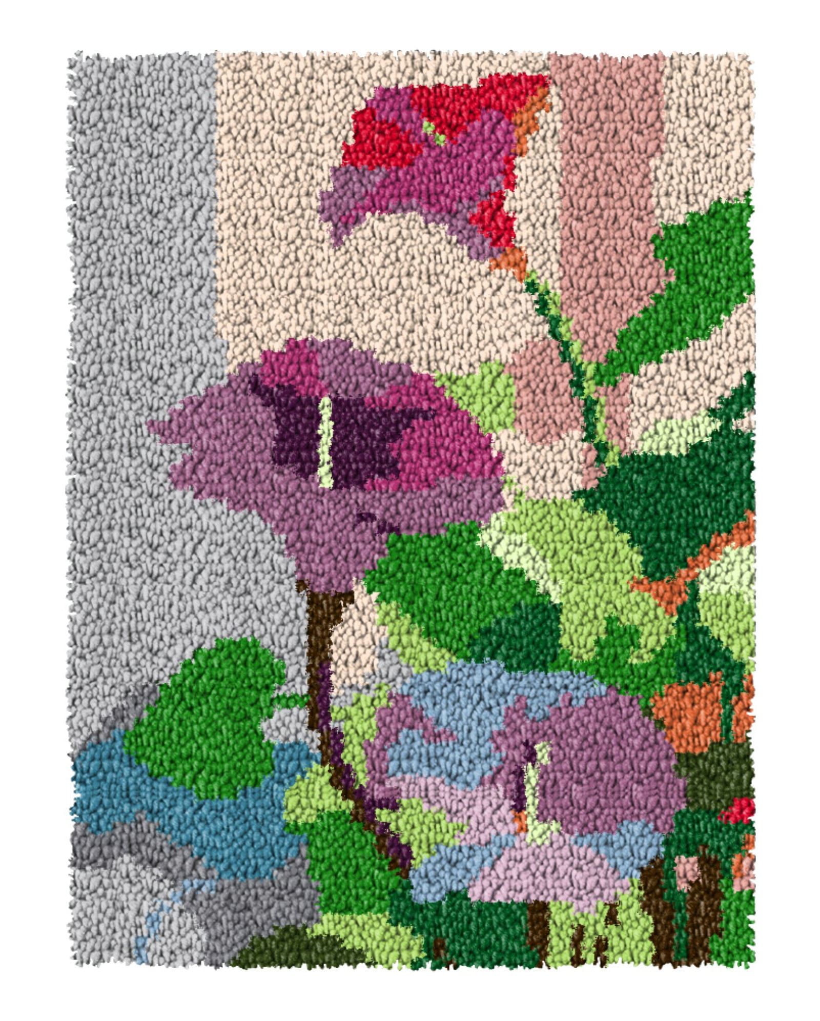 Latch Hook Kits for Adults Kids,Flower Pattern Color Printed Canvas DIY Rug Kits Carpet Embroidery Sofa Cushion,Beginners Handmade Needlework Crafts Home Decoration 20.5x15inch