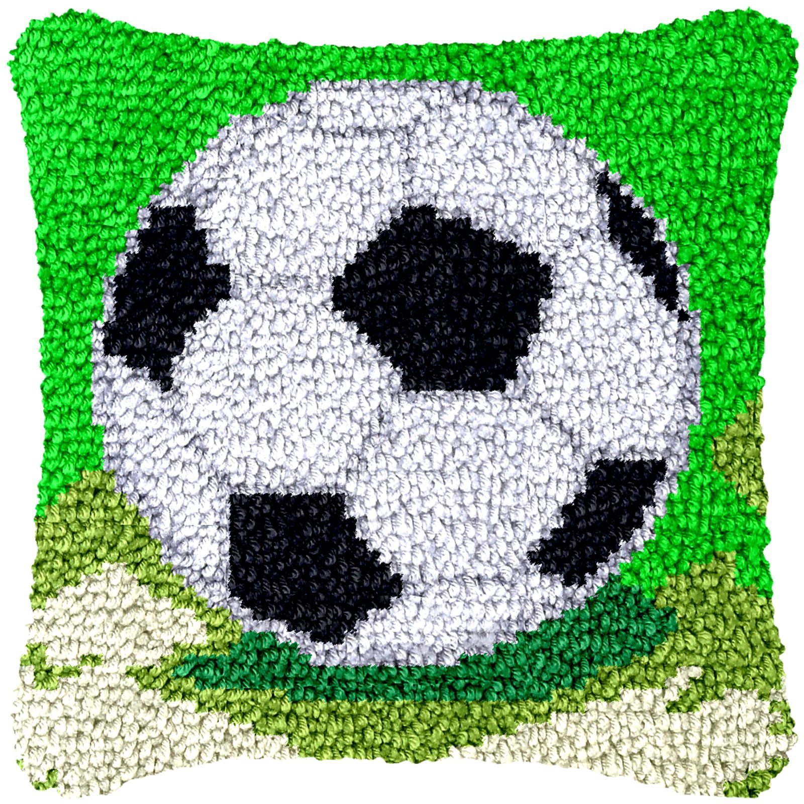 Latch Hook Kits for Adults Kids,Football Pattern Color Printed Canvas DIY Throw Pillow Cover,Beginners Handmade Needlework Crafts Home Decoration 17x17inch