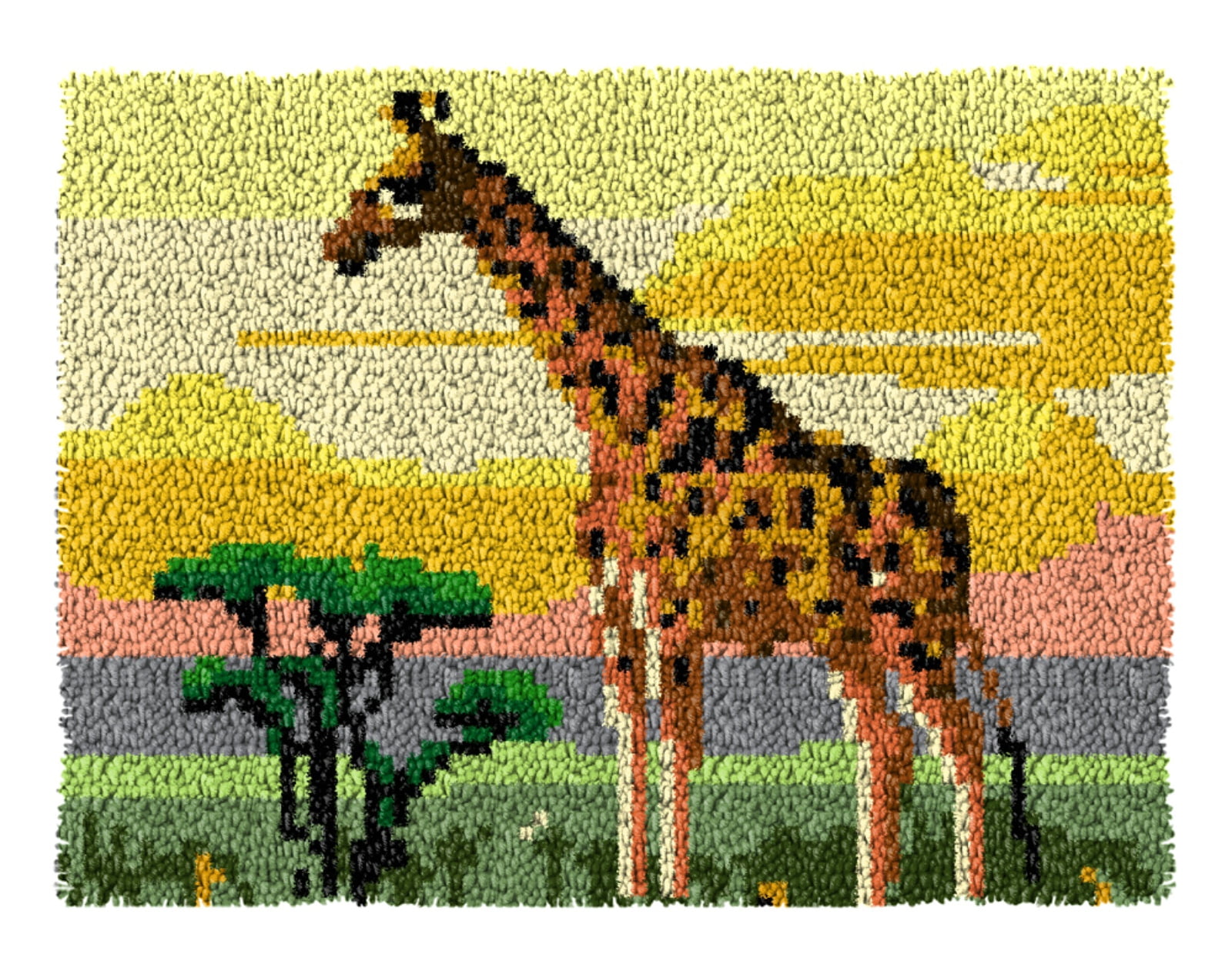 Latch Hook Kits for Adults Kids,Giraffe Pattern Color Printed Canvas DIY Rug Kits Carpet Embroidery Sofa Cushion,Beginners Handmade Needlework Crafts Home Decoration 20.5x15inch