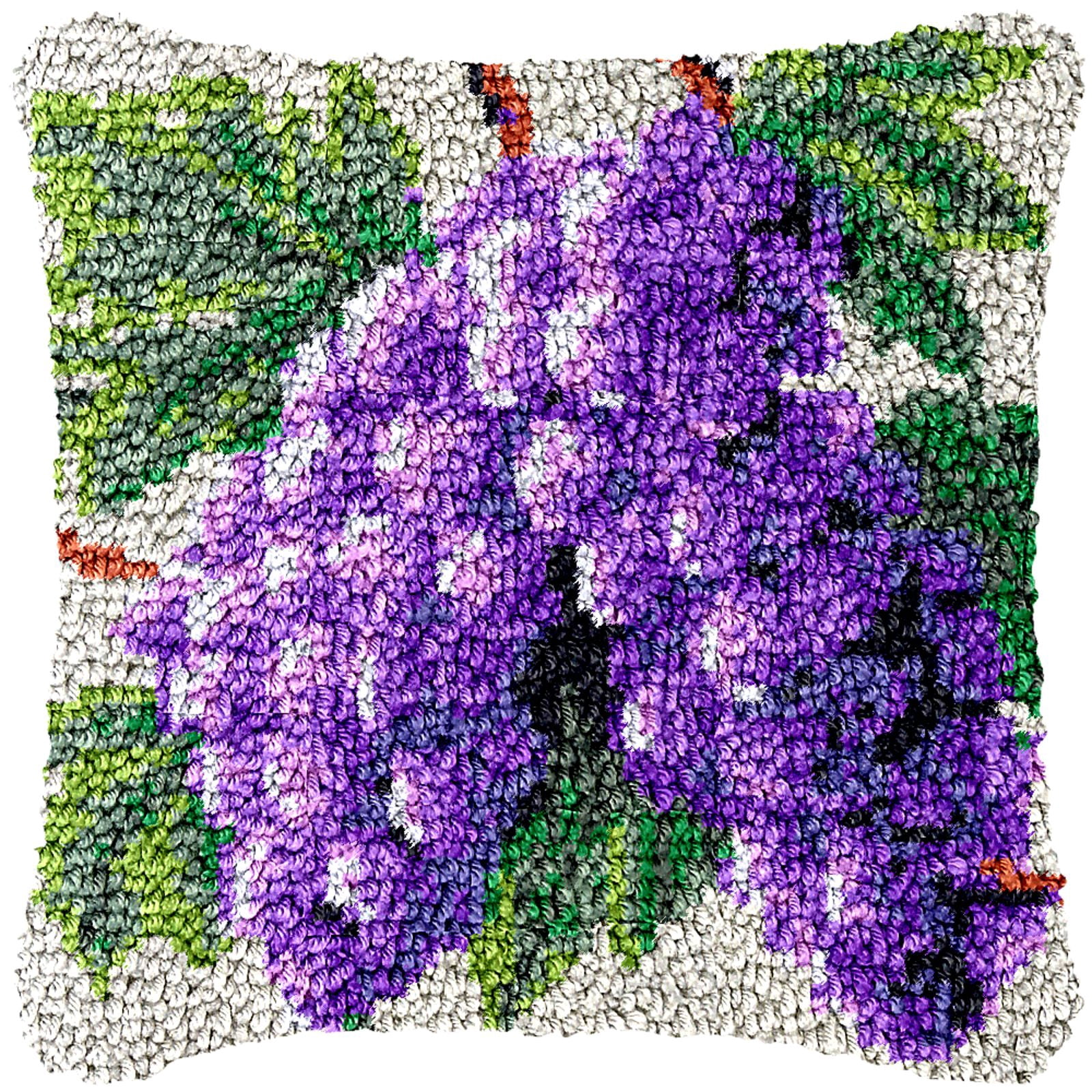 Latch Hook Kits for Adults Kids,Grape Pattern Color Printed Canvas DIY Throw Pillow Cover,Beginners Handmade Needlework Crafts Home Decoration 17x17inch