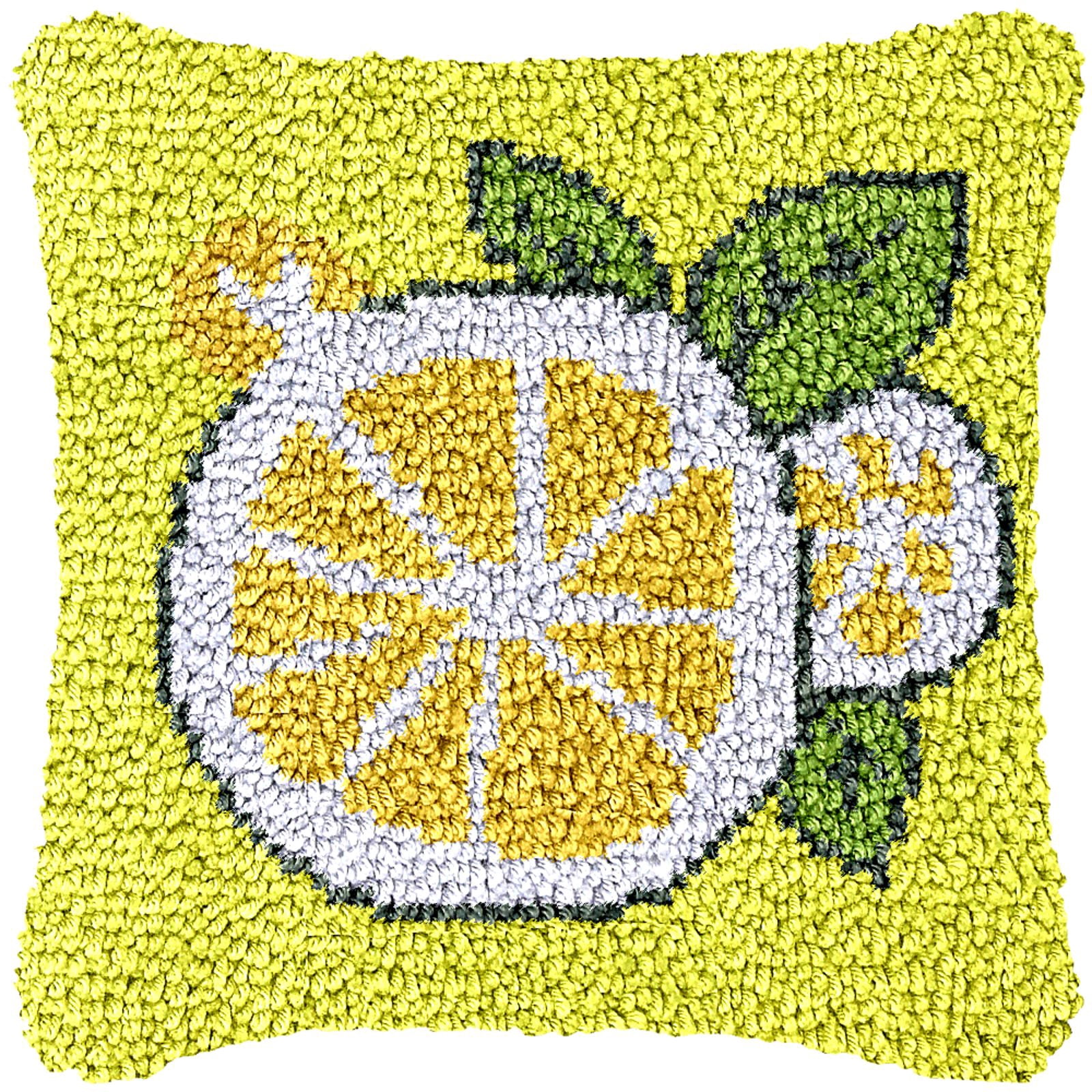 Latch Hook Kits for Adults Kids,Lemon Pattern Color Printed Canvas DIY Throw Pillow Cover,Beginners Handmade Needlework Crafts Home Decoration 17x17inch