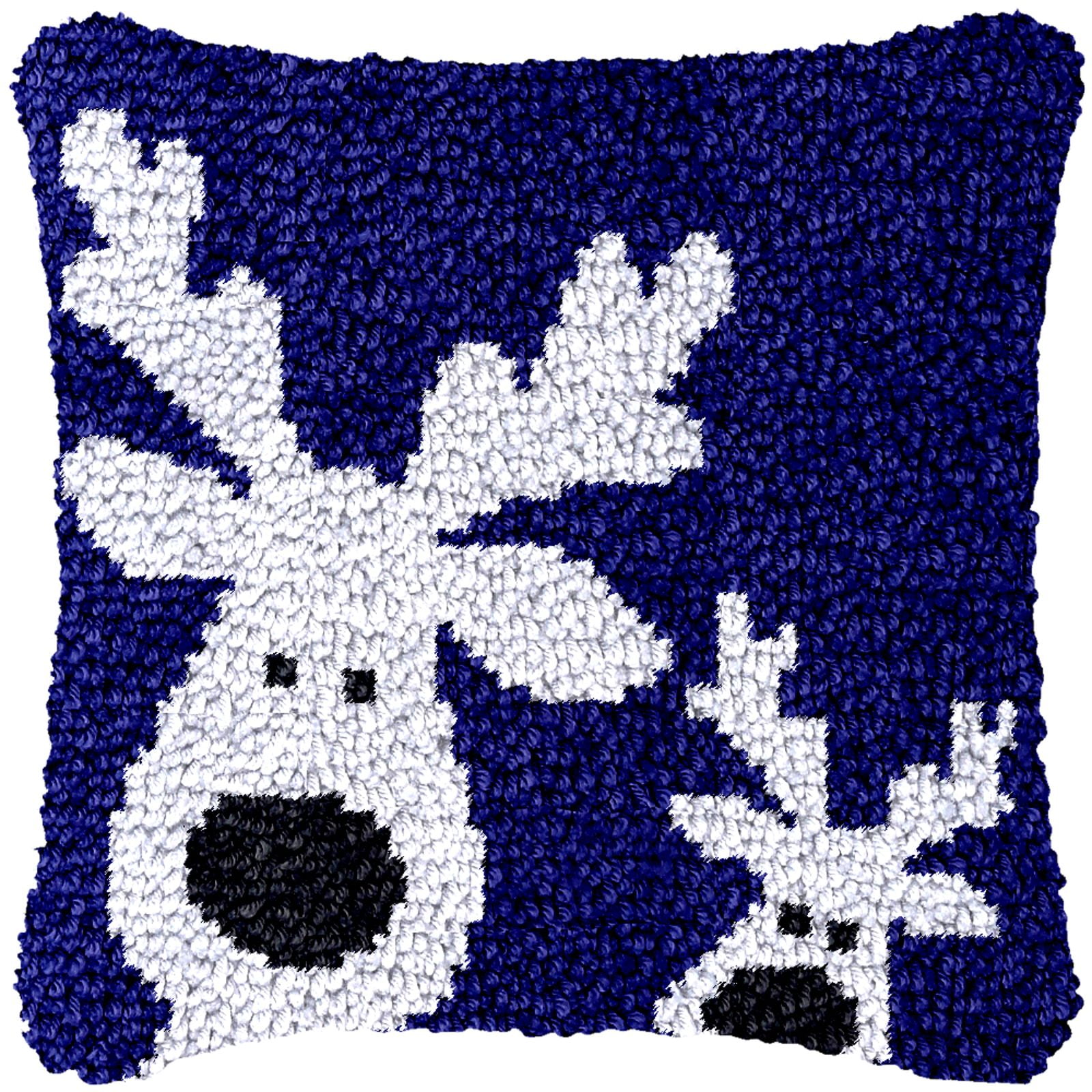 Latch Hook Kits for Adults Kids,Merry Christmas Pattern Color Printed Canvas DIY Throw Pillow Cover,Beginners Handmade Needlework Crafts Home Decoration 17x17inch