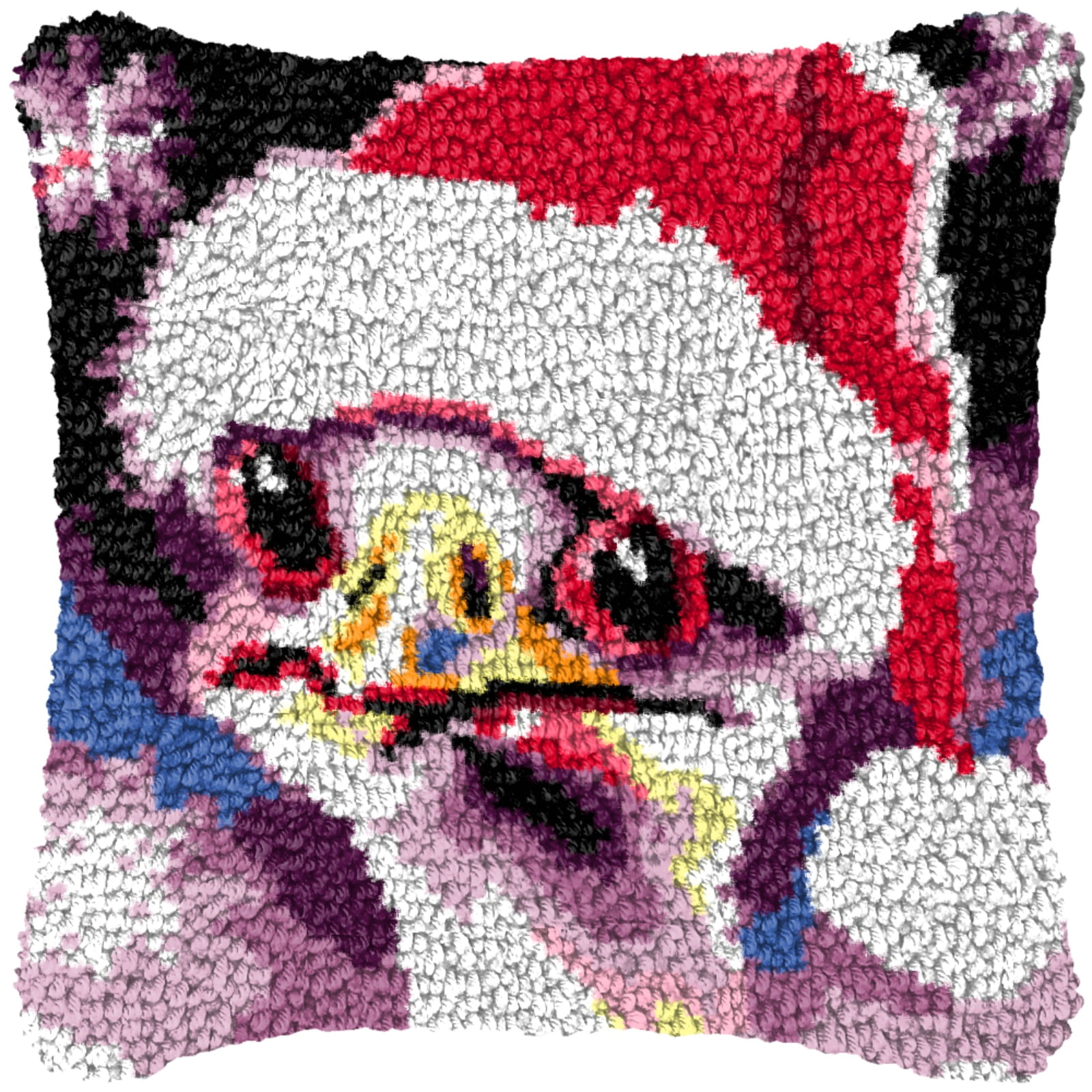 Latch Hook Kits for Adults Kids,Ostrich Pattern Color Printed Canvas DIY Throw Pillow Cover,Beginners Handmade Needlework Crafts Home Decoration 17x17inch