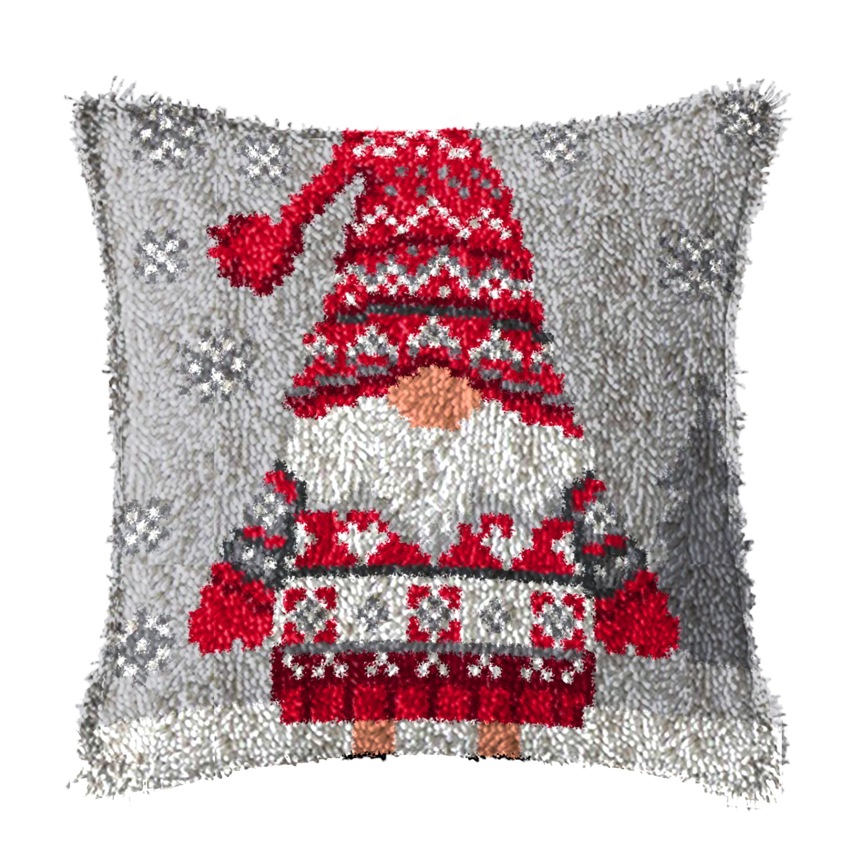 Latch Hook Kits for Adults Kids,Santa Claus Pattern Color Printed Canvas DIY Throw Pillow Cover,Beginners Handmade Needlework Crafts Home Decoration 17x17inch