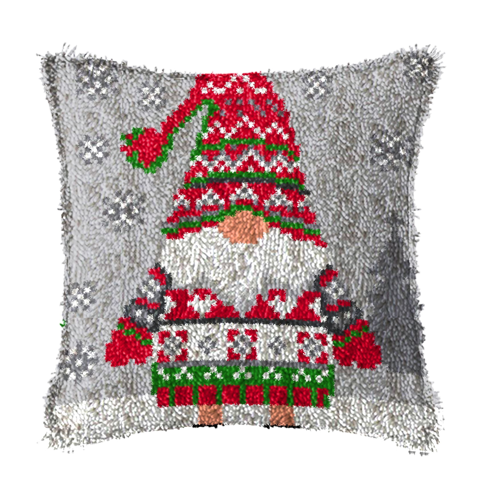 Latch Hook Kits for Adults Kids,Santa Claus Pattern Color Printed Canvas DIY Throw Pillow Cover,Beginners Handmade Needlework Crafts Home Decoration 17x17inch