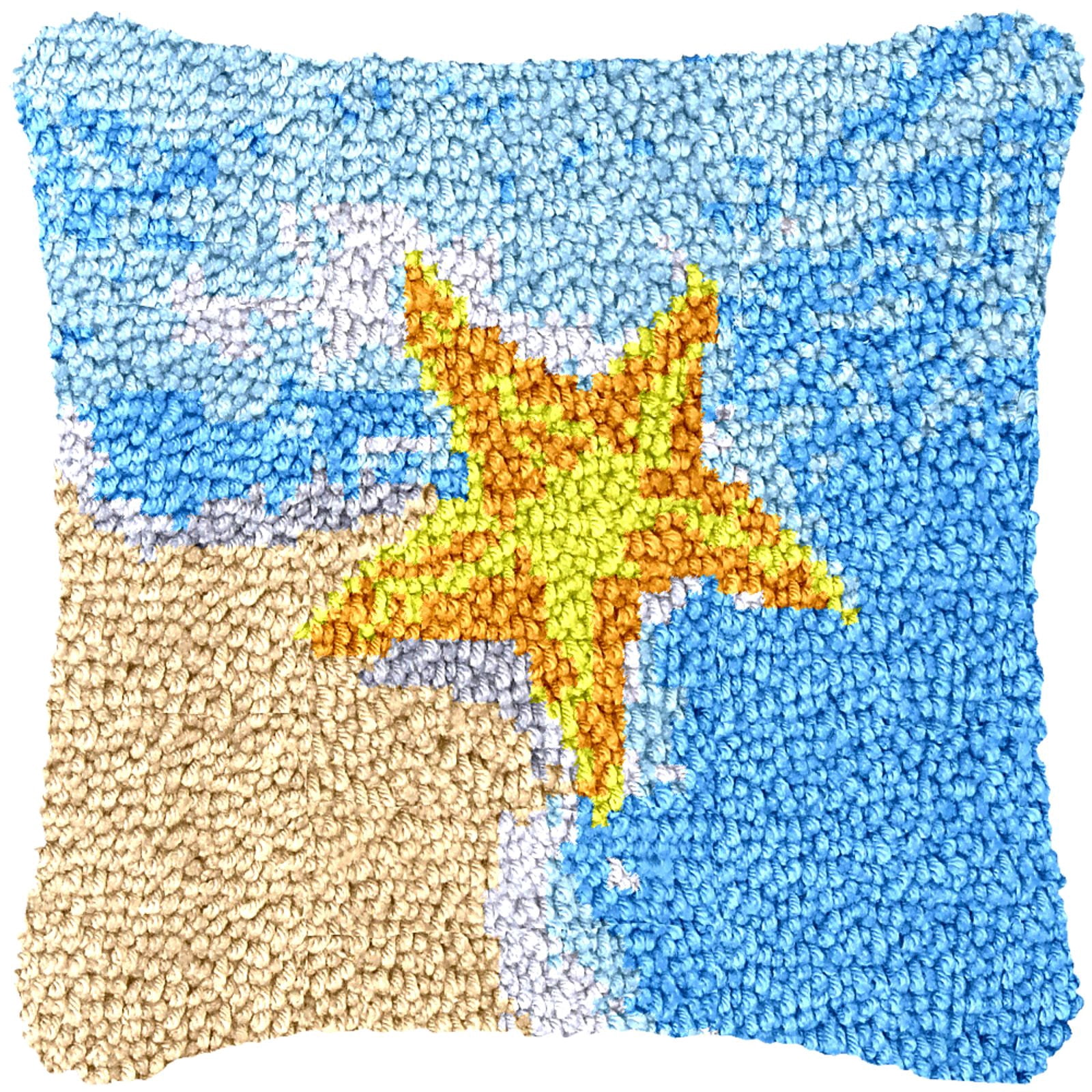 Latch Hook Kits for Adults Kids,Space Pattern Color Printed Canvas DIY Throw Pillow Cover,Beginners Handmade Needlework Crafts Home Decoration 17x17inch