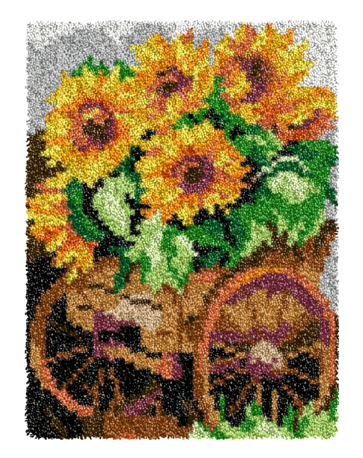 Latch Hook Kits for Adults Kids,Sunflower Pattern Color Printed Canvas DIY Rug Kits Carpet Embroidery Sofa Cushion,Beginners Handmade Needlework Crafts Home Decoration 20.5x15inch