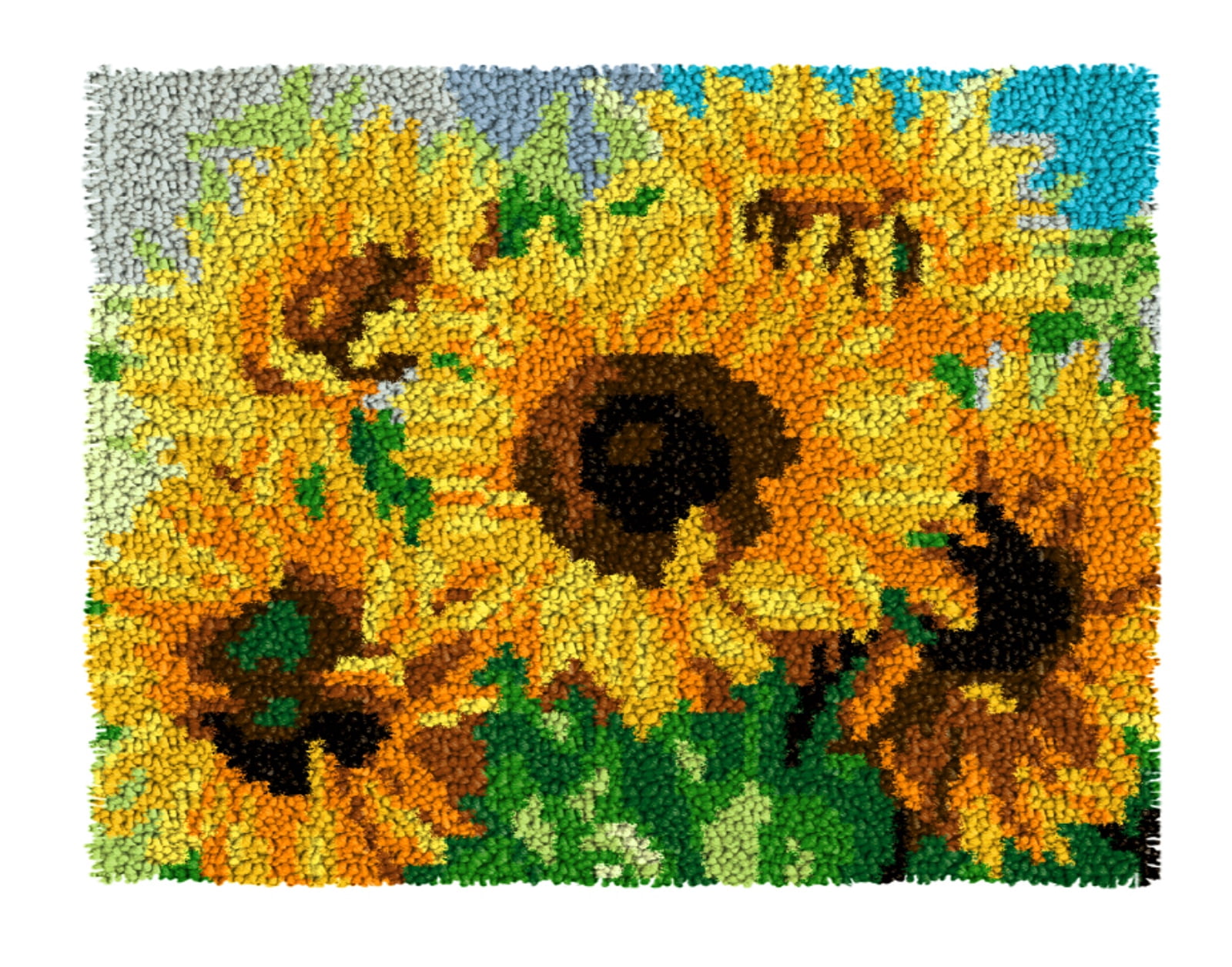 Latch Hook Kits for Adults Kids,Sunflower Pattern Color Printed Canvas DIY Rug Kits Carpet Embroidery Sofa Cushion,Beginners Handmade Needlework Crafts Home Decoration 20.5x15inch