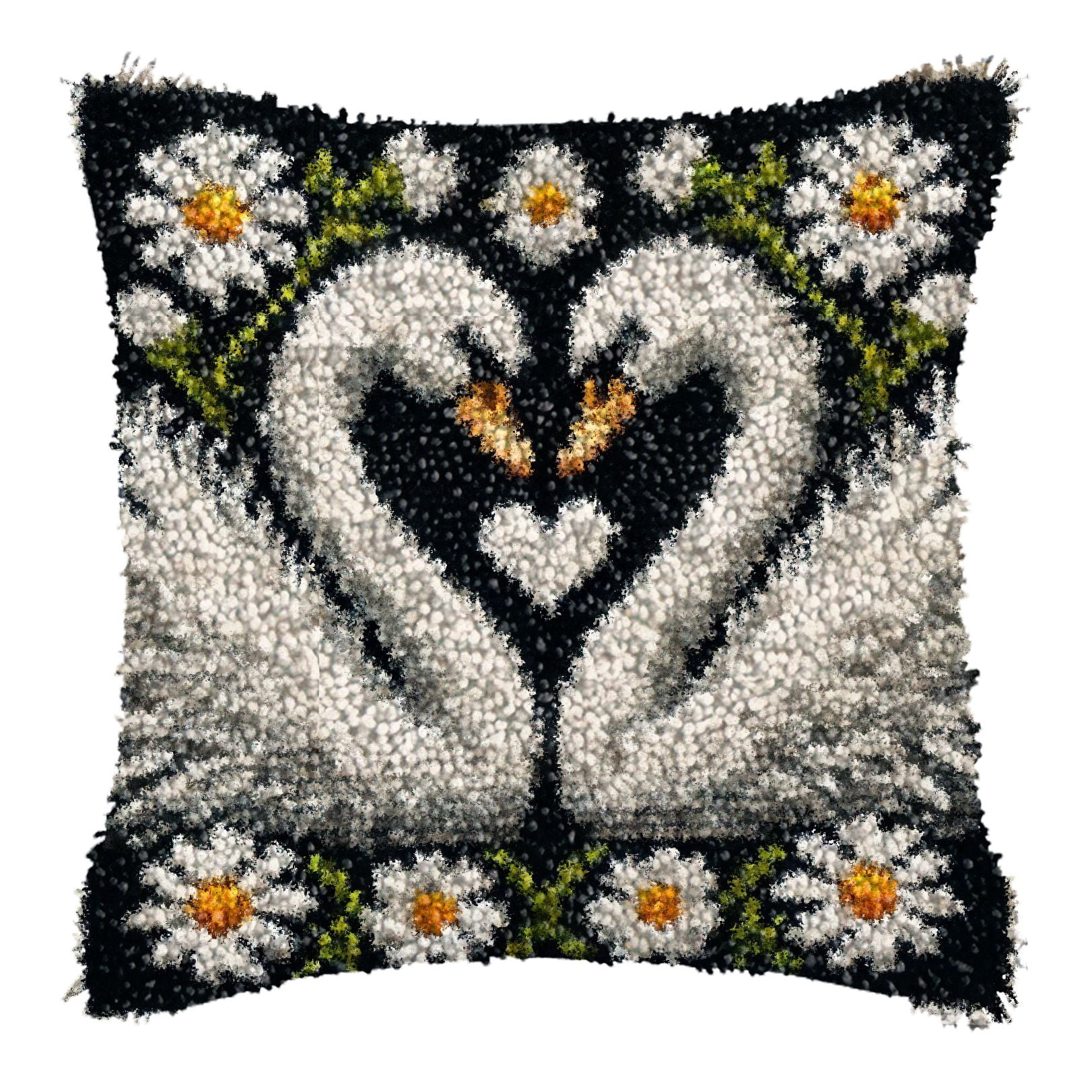 Latch Hook Kits for Adults Kids,Swan Pattern Color Printed Canvas DIY Throw Pillow Cover,Beginners Handmade Needlework Crafts Home Decoration 17x17inch