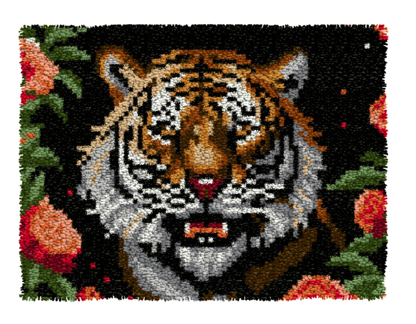 Latch Hook Kits for Adults Kids,Tiger Pattern Color Printed Canvas DIY Rug Kits Carpet Embroidery Sofa Cushion,Beginners Handmade Needlework Crafts Home Decoration 20.5x15inch