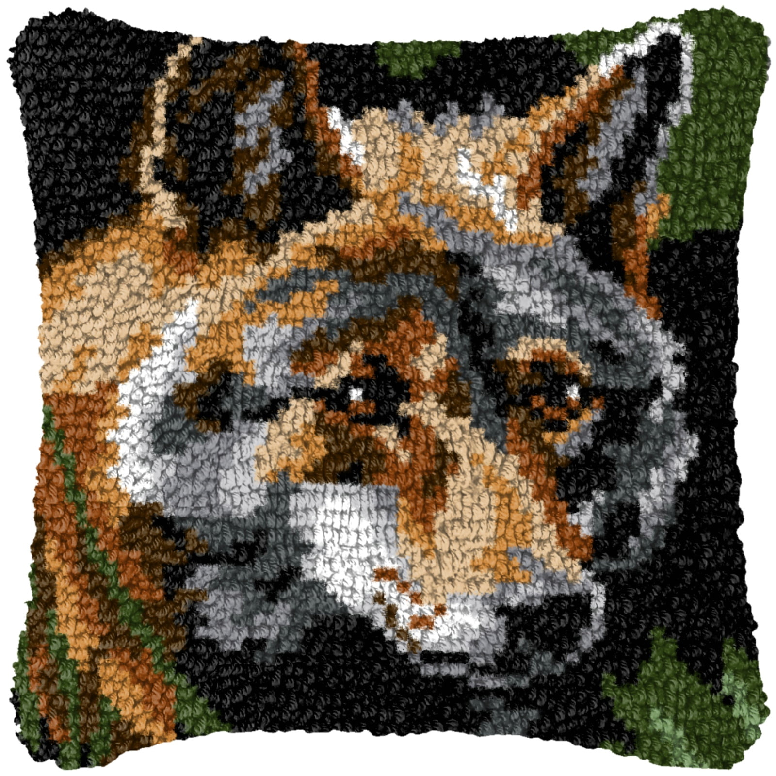 Latch Hook Kits for Adults Kids,Wolf Pattern Color Printed Canvas DIY Throw Pillow Cover,Beginners Handmade Needlework Crafts Home Decoration 17x17inch