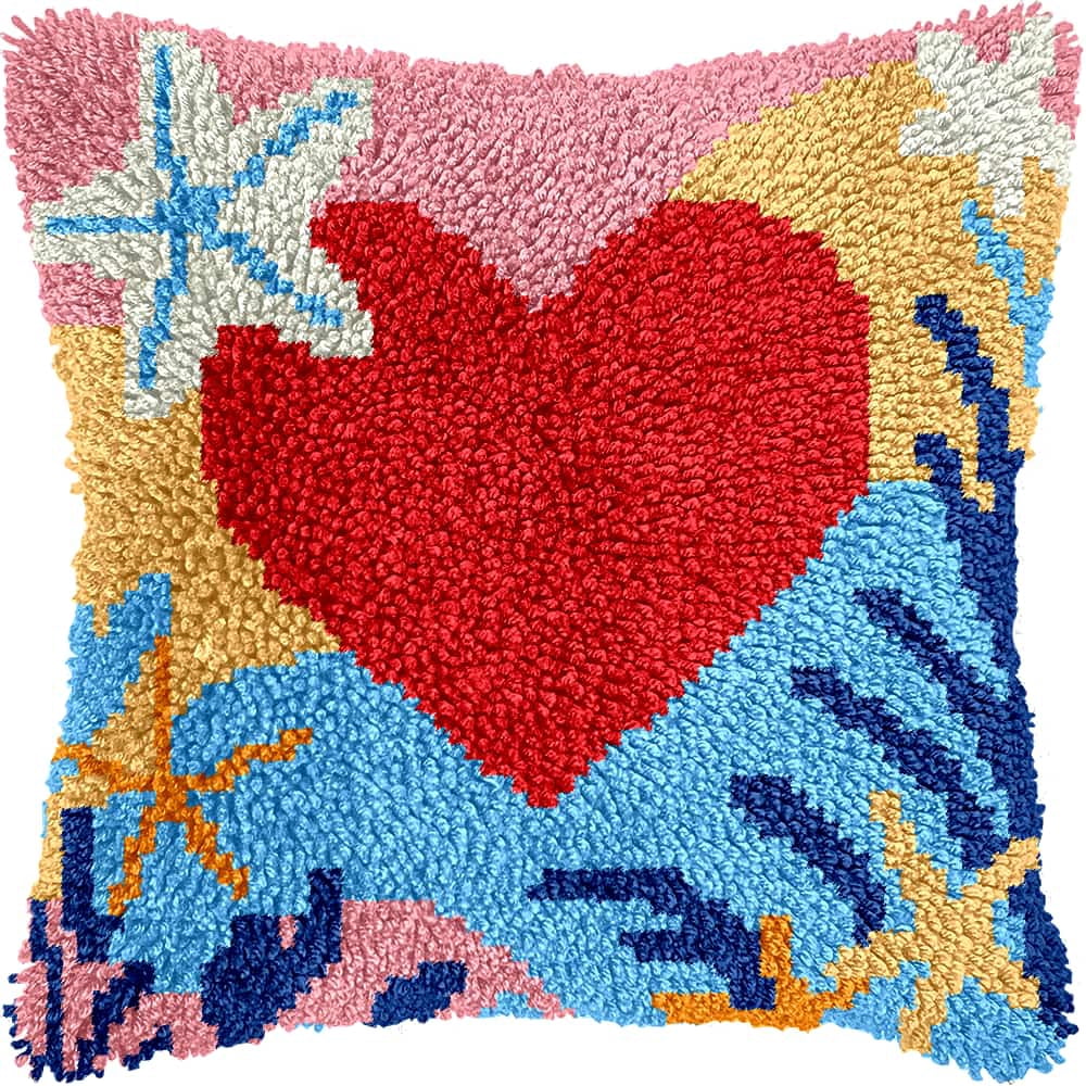 Latch Hook Kits For Adults -Love Latch Hook Pillow Kits For Kids, Crochet Yarn Kit For Beginners, Diy Needlework Crafts Cover Case With Printed Canvas 17X17Inch