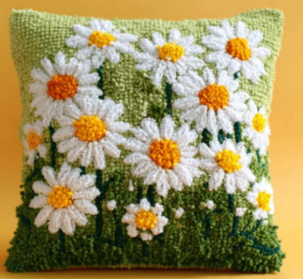 Latch Hook Kits For Adults -Sunflower Latch Hook Pillow Kits For Kids,Crochet Yarn Kit For Beginners,Diy Needlework Crafts Cover Case With Printed Canvas 17X17Inch