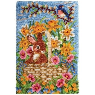 Latch Hook Kits for Adults, Tulip Oil Painting 20X15Inch, DIY Latch Hook Rug Kit 58X38CM, Home Carpet Rug Making Kit, Cross Stitch Embroidery Kits Needlework Crafts Rug for Home Decor