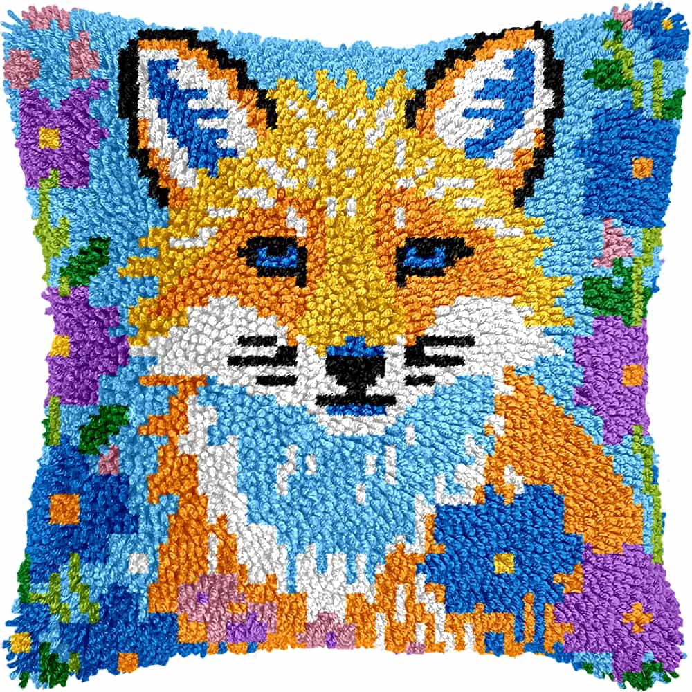 Latch Hook Kits For Adults Animal Diy Latch Hook Rug Kit For Beginners Embroidery Cushion Canvasfor Adult Beginners 43X43Cm