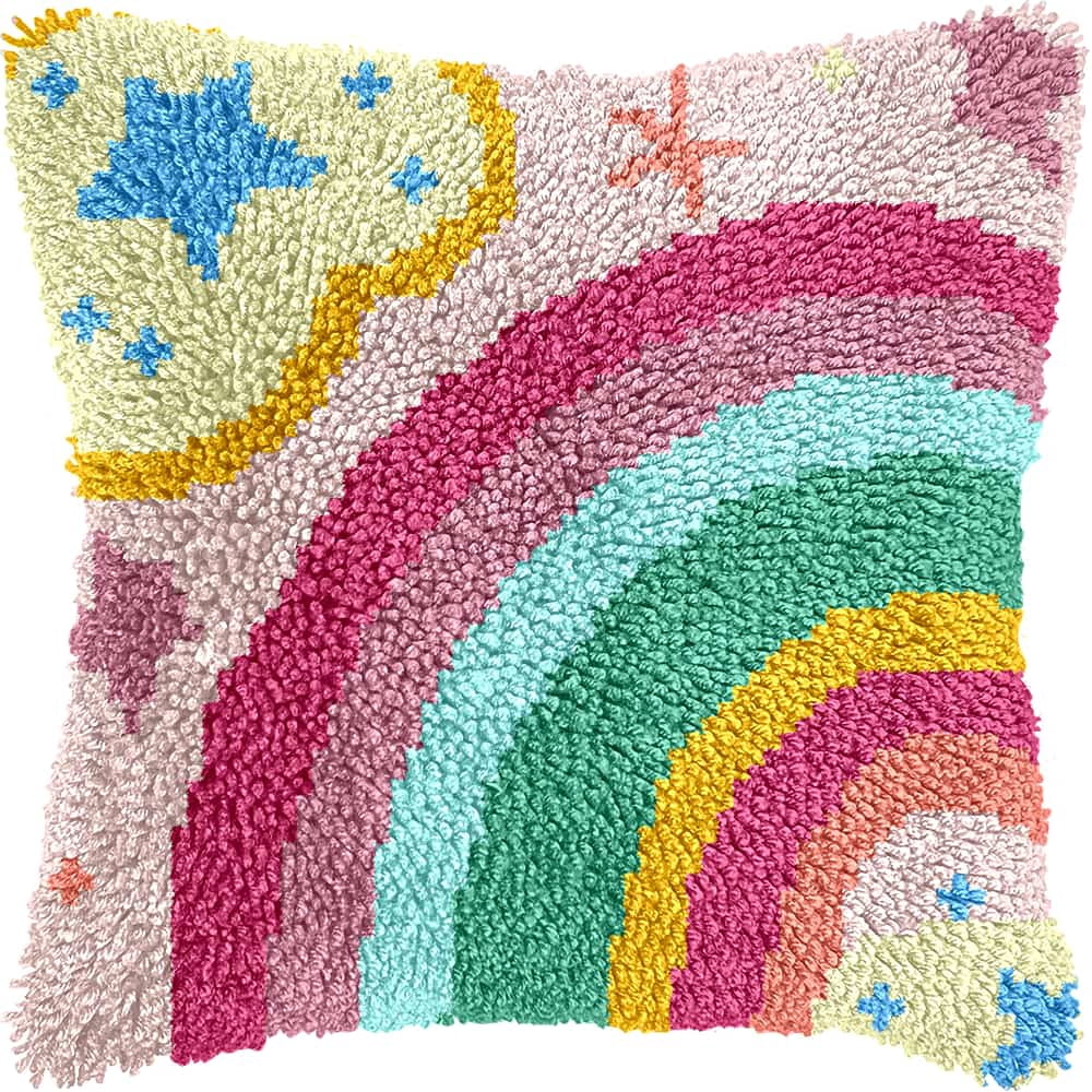 Latch Hook Kits For Adults Cartoon Diy Latch Hook Rug Kit For Beginners Embroidery Cushion Canvasfor Adult Beginners 43X43Cm