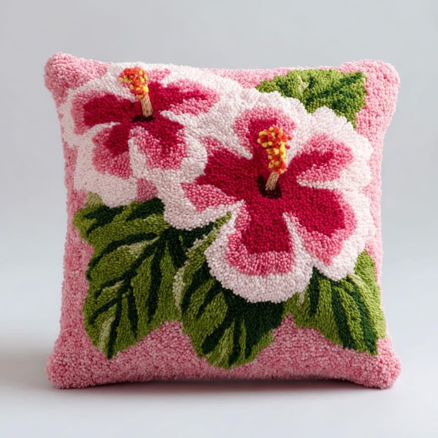 Latch Hook Kits For Adults Flowers Diy Latch Hook Rug Kit For Beginners Embroidery Cushion Canvasfor Adult Beginners 43X43Cm