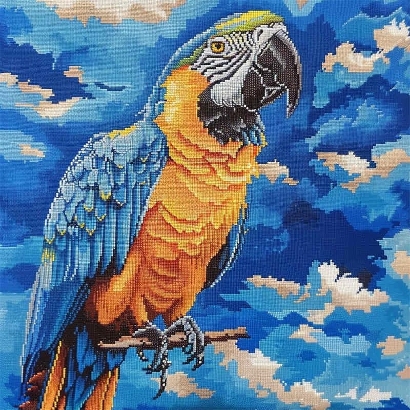 Latch Hook Kits For Adults Parrot Diy Latch Hook Rug Kit For Beginners Embroidery Cushion Canvasfor Adult Beginners 43X43Cm