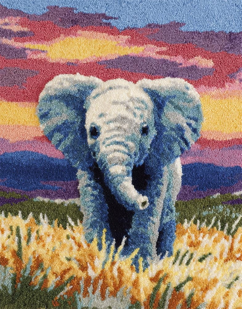 Latch Hook Kits For Adults Rug Elephant Diy With Printed Canvas Crochet Yarn Handmade Embroidery Crafts Crochet For Home Decoration