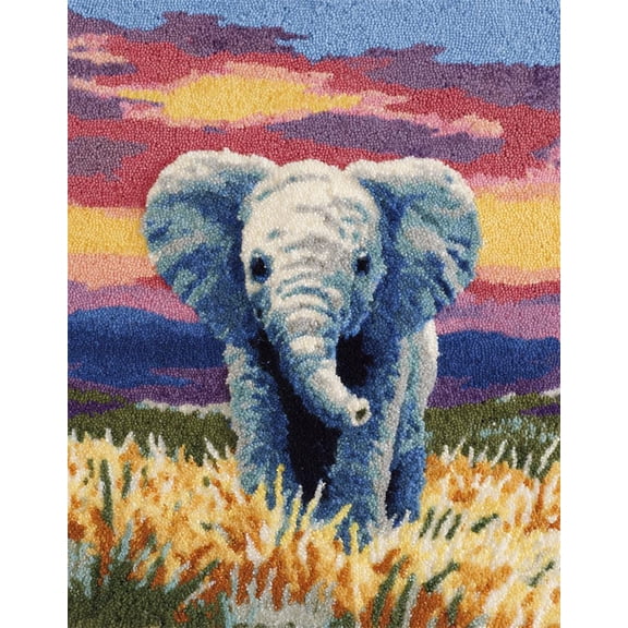 Latch Hook Kits For Adults Rug Elephant Diy With Printed Canvas Crochet Yarn Handmade Embroidery Crafts Crochet For Home Decoration