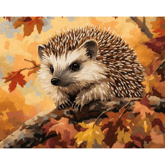 Latch Hook Kits For Adults Rug Maple Leaves And Hedgehogs Diy Crochet Yarn Embroidery Handmade Needlework With Printed Canvas For Home Decoration