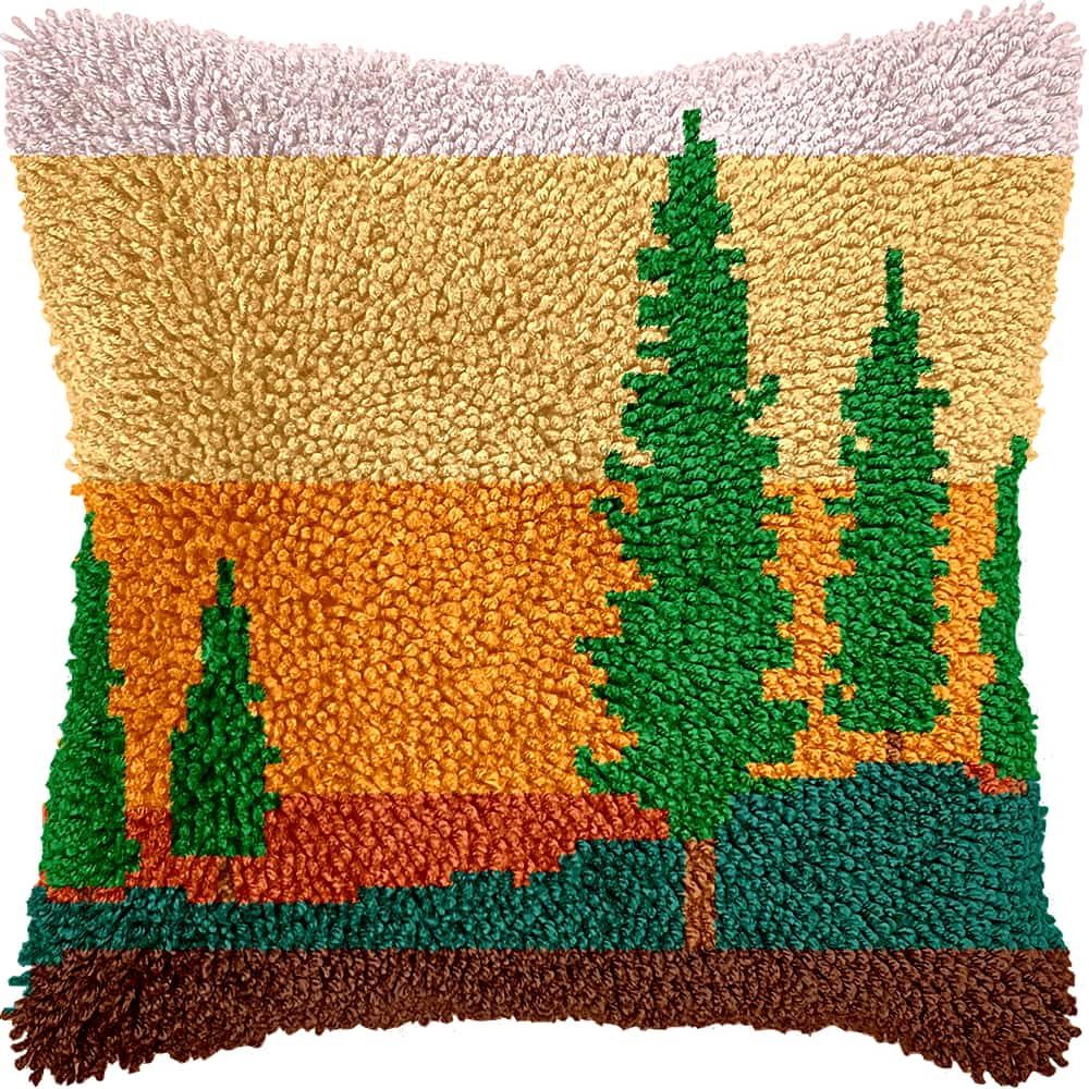 Latch Hook Kits For Adults Trees Diy Latch Hook Rug Kit For Beginners Embroidery Cushion Canvasfor Adult Beginners 43X43Cm